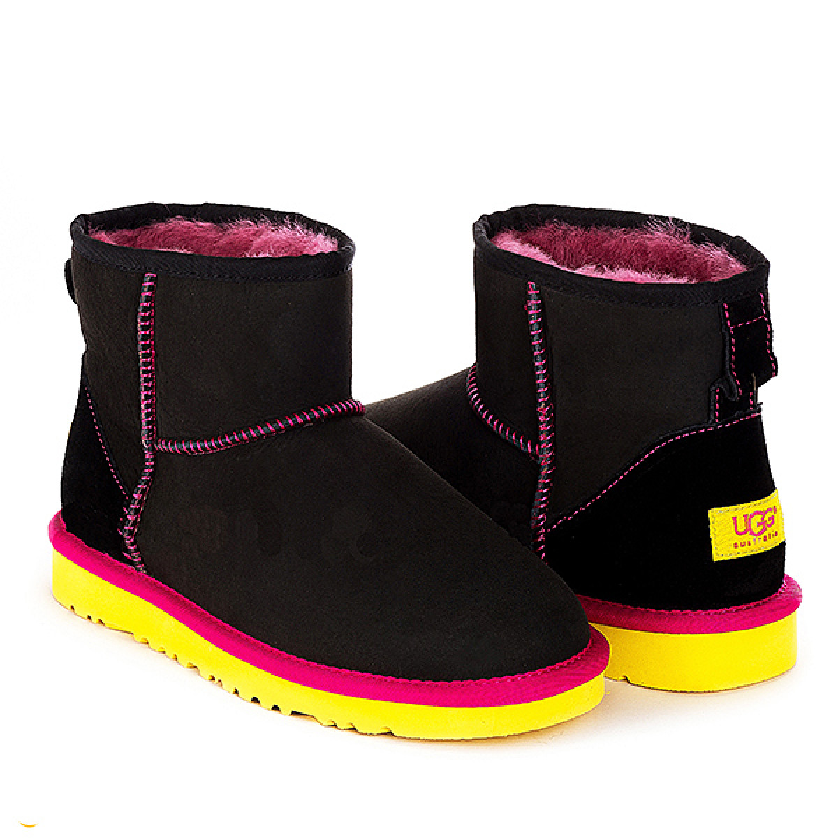 UGG Classic Mini Black Yellow UGG Classic Mini Black Yellow